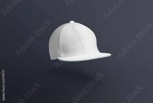 Blank cap in perspective view. Snapback on background. Blank baseball snap back cap for your design. Mock up hat cap for you logo, brand identity etc.