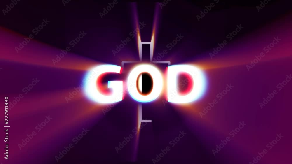 Neon Shining text of God with christ, video with alpha chanel, 4k video