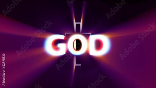 Neon Shining text of God with christ, video with alpha chanel, 4k video