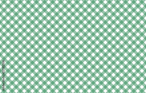 Diagonal Gingham-like table cloth with greenery green and white checks. Symmetrical overlapping stripes in a single solid color against white background, similar to a table cloth or a picnic napkin