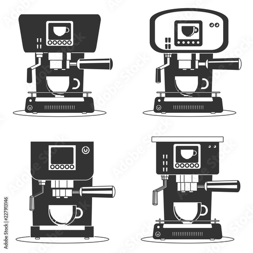 coffee machine icons. Stock flat vector illustration.