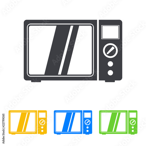 Icono plano microondas en varios colores