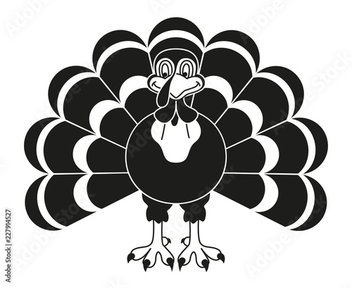 Black and white thanksgiving turkey silhouette