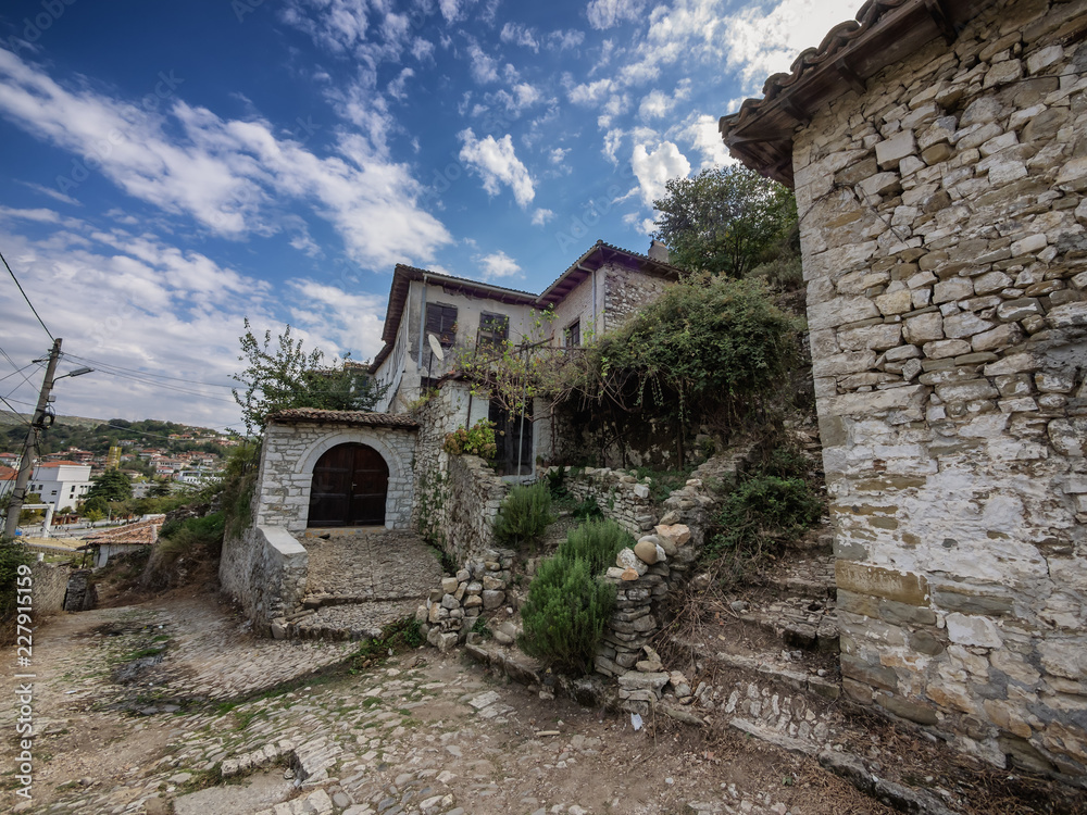 Small streets Berat city of 1000 windows, Albania
