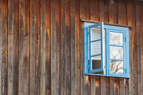 old wooden window on a wall