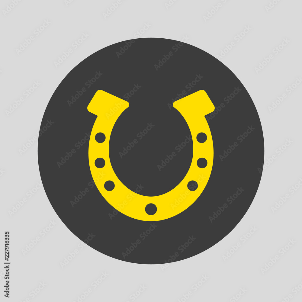 Horseshoe icon on grey background.