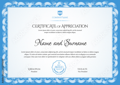Certificate template. Diploma of modern design or gift certificate.