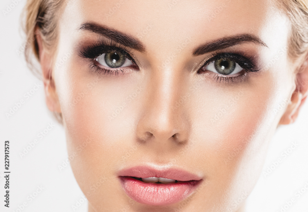 Healthy skin woman blonde white skin makeup beauty female model closeup Healthy skin woman blonde white skin makeup beauty female model closeup