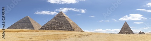 Panorama of the area with the great pyramids of Giza  Egypt