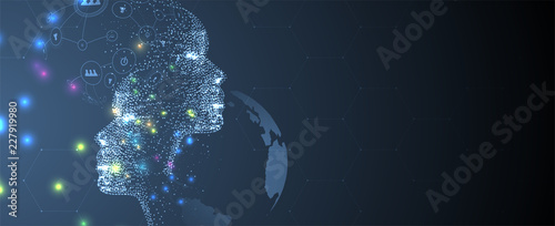 Artificial intelligence. Technology web background. Virtual concept