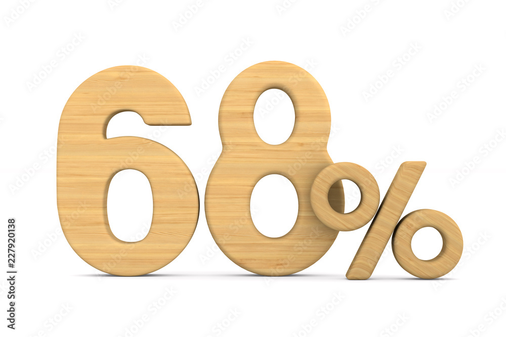 sixty eight percent on white background. Isolated 3D illustration sixty eight percent on white background. Isolated 3D illustration