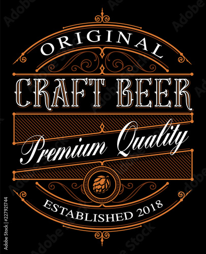 Vintage Craft Beer label on the dark background.