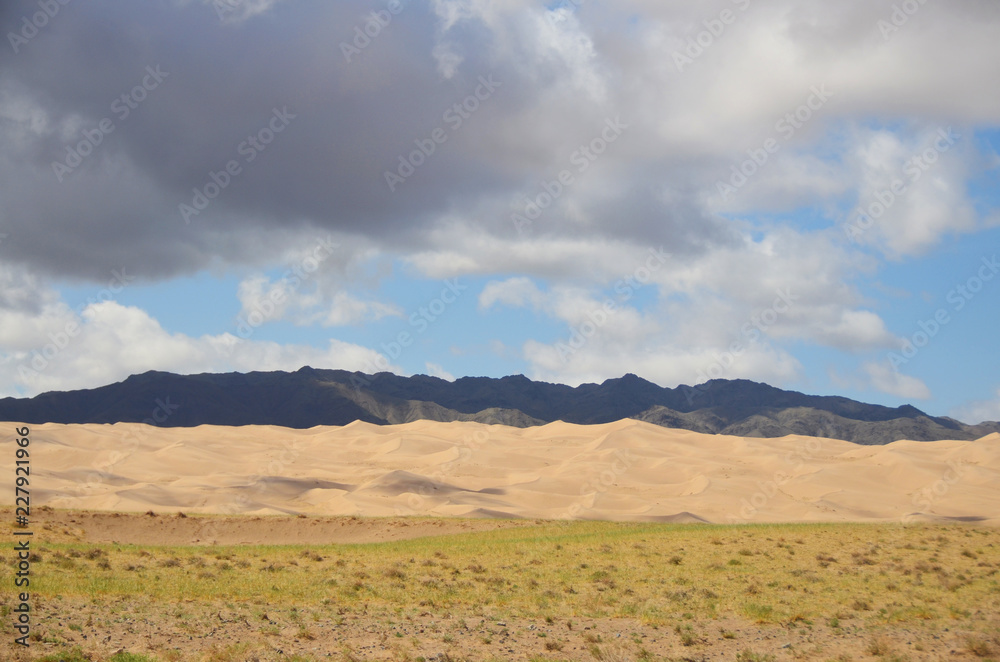  Grasslands and dunes on Gobi Desert, Mongolia
