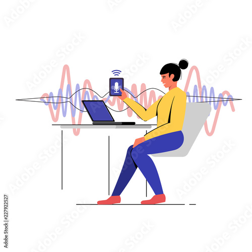 Voice recognition. Management of the voice intellectual assistant. Concept diagram.