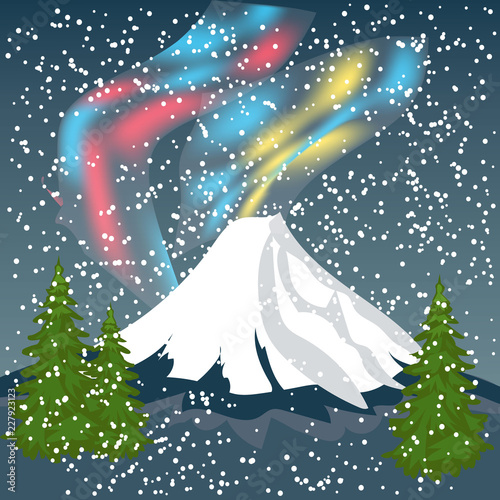 Night Sky, Aurora Borealis, Northern Lights Effect, Realistic Colored polar lights. Vector Illustration, abstract space design for aurora borealis
