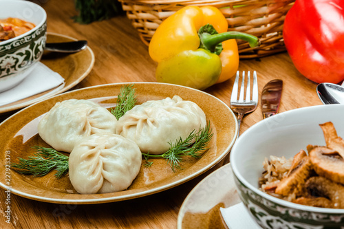 Uzbek national food manti - Central Asian cuisine