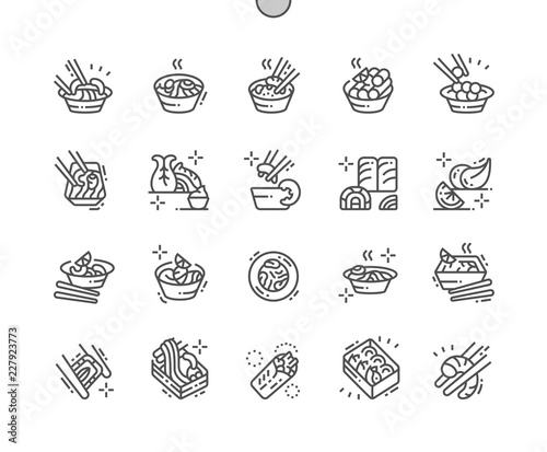 Asian food Well-crafted Pixel Perfect Vector Thin Line Icons 30 2x Grid for Web Graphics and Apps. Simple Minimal Pictogram