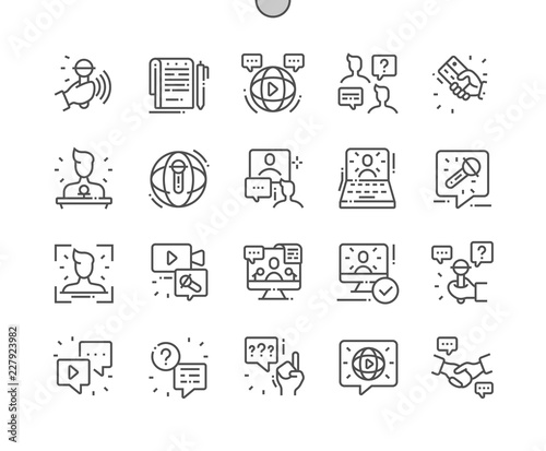 Interview Well-crafted Pixel Perfect Vector Thin Line Icons 30 2x Grid for Web Graphics and Apps. Simple Minimal Pictogram