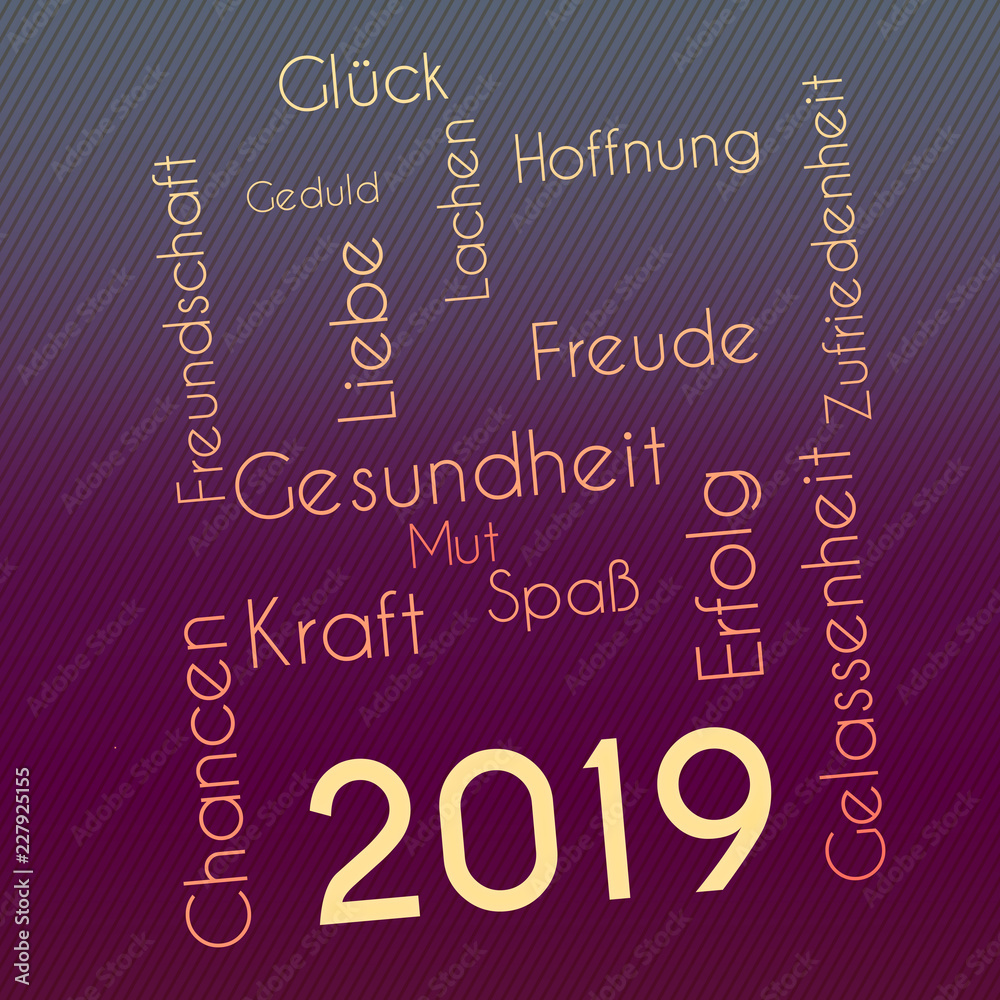 Wortwolke mit Wünschen für 2019