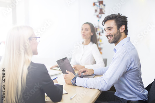 Young business team working in modern office