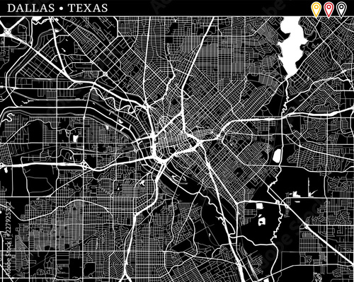 Simple map of Dallas, Texas