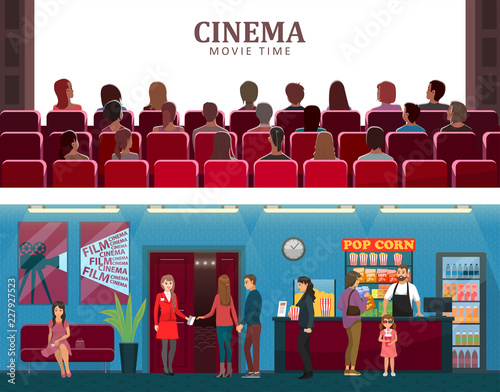 Cinema and Movie Time Colorful Vector Illustration