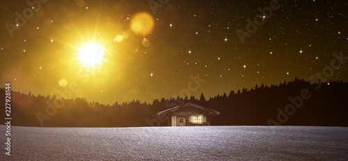 Wingterliche Landschaft mit Hütte