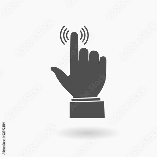 Hand Pressing Button Icon Illustration silhouette.