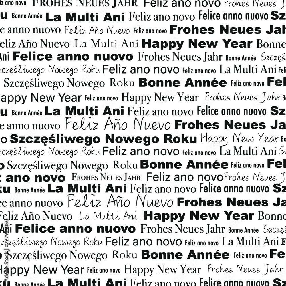 Silvester, Weihnachten, verschiedene Sprachen