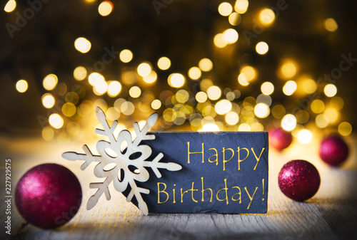 Canvas Print Christmas Background, Sparkling Lights, Text Happy Birthday
