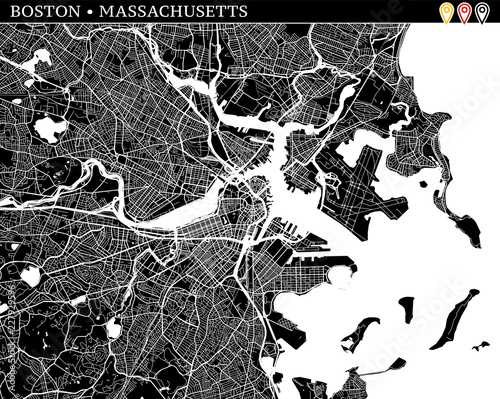 Simple map of Boston, Massachusetts