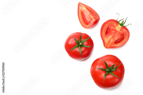 slice of tomato isolated on white background. top view