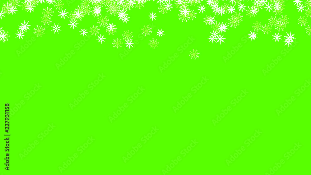 Abstract background with a variety of colorful snowflakes. Big and small.