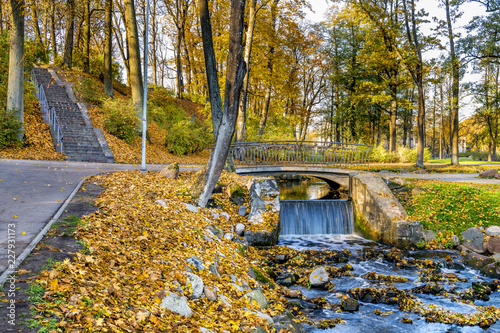 Autumn in old public park, Europe