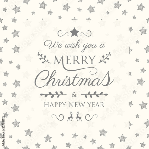 Design of Merry Christmas calligraphy with decorations. Vector.