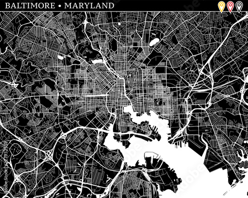 Simple map of Baltimore, Maryland