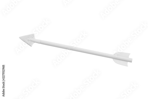 White arrow flying on a white background, 3d illustration