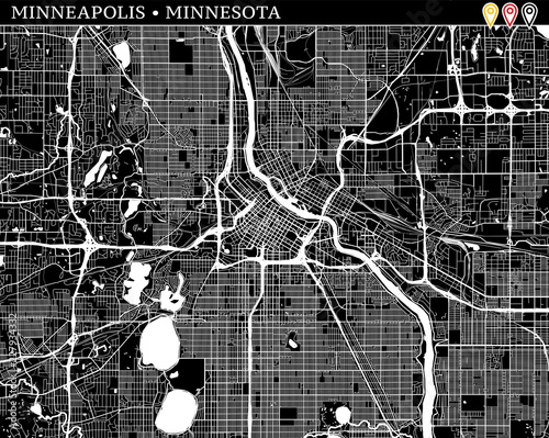 Simple map of Minneapolis, Minnesota