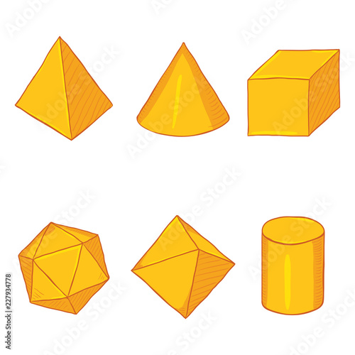 Vector Set of Cartoon Golden Geometry Shapes