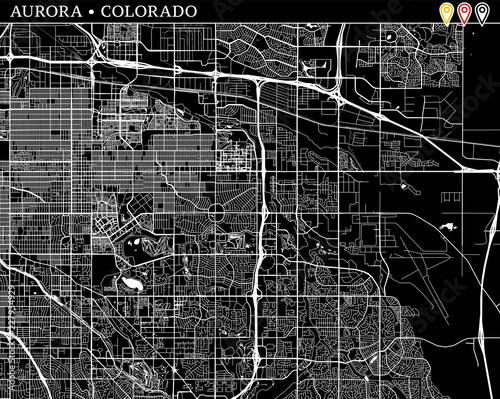 Simple map of Aurora, Colorado