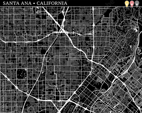 Simple map of Santa Ana, California photo