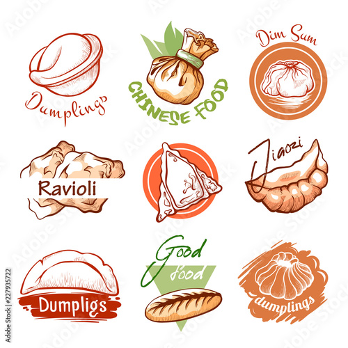 Dumplings oriental restaurant logo and graphic emblem
