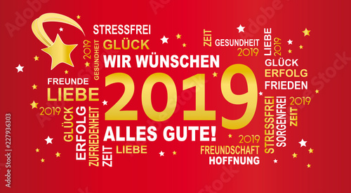 gute wünsche - 2019 - rot/gold/weiß