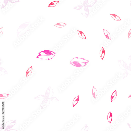 Light Pink vector seamless abstract design with leaves.