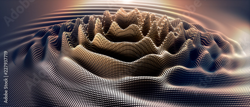 Canvas Print Wellen in digitalem Raster - Atommodell