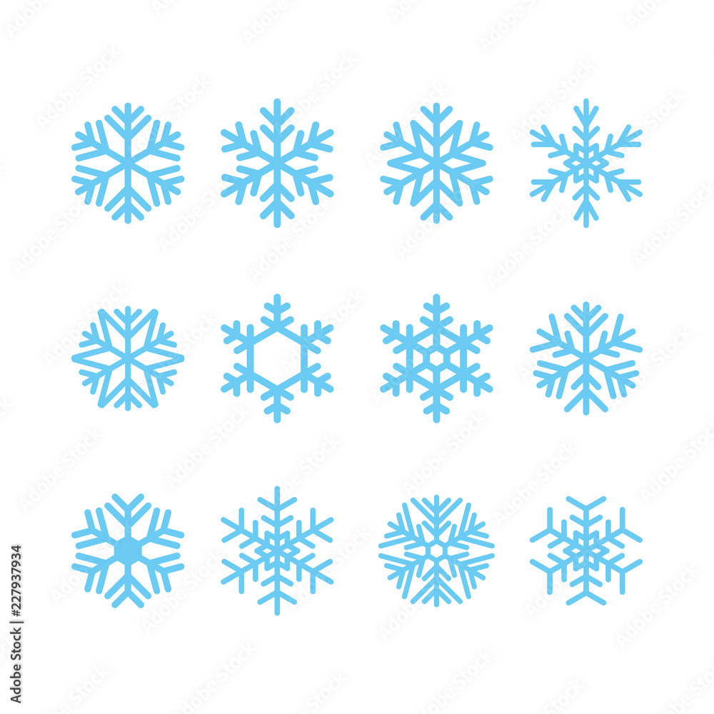 Set of blue snowflakes