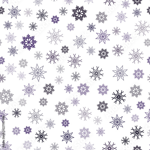 Dark Purple vector seamless template with ice snowflakes.
