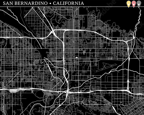 Simple map of San Bernardino, California