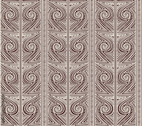 Maori tribal pattern vector seamless. African fabric print. Polynesian aboriginal art. Mexican ethnic background for gypsy textile blanket, wallpaper, wrapping paper and backdrop template. photo