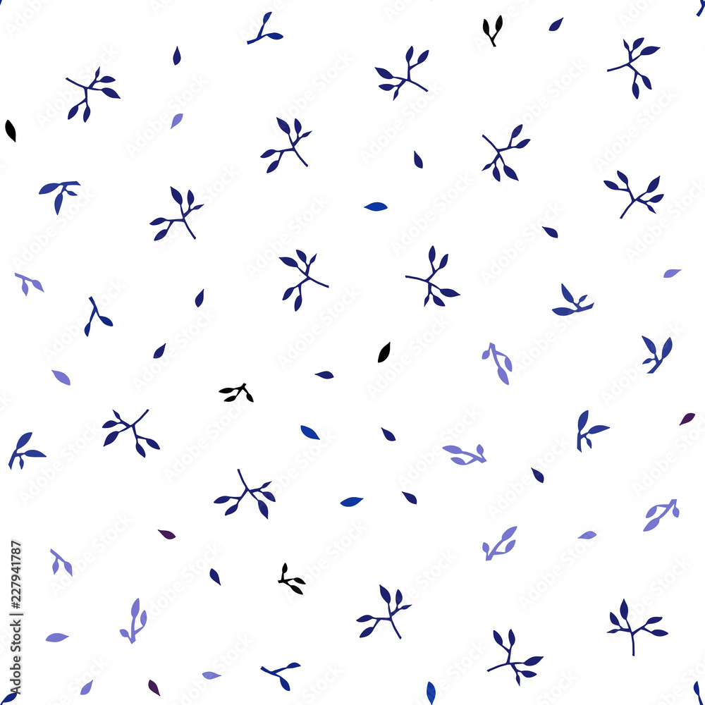 Dark Pink, Blue vector seamless natural background with leaves.